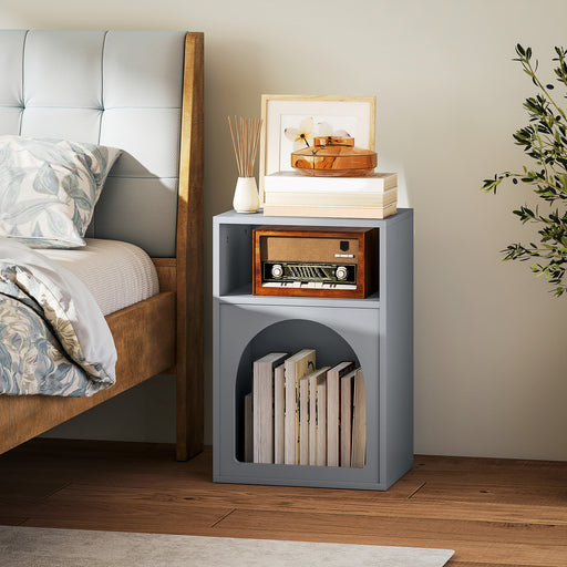 Bedside Table with Two Open Shelves for Storage and Display Ideal for Bedroom, Grey