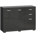 Sideboard with Drawers and Cupboards for Organised Home Storage High Gloss Black AOSOM