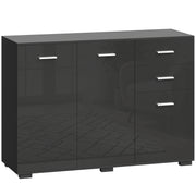 Sideboard with Drawers and Cupboards for Organised Home Storage High Gloss Black AOSOM