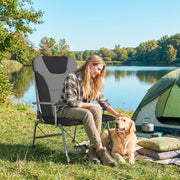 Folding Reclining Camping Chair for Fishing and Garden with Adjustable Legs Black Grey Outsunny