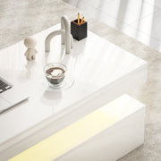 LED Coffee Table With Hidden Storage High Gloss Finish Ideal For Modern Living Rooms White