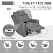 Electric Reclining Armchair with USB Charging Port and Padded Footrest Charcoal Grey