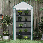 5 Tier Mini Greenhouse With Roll Up Door For Indoor Or Outdoor Use, White