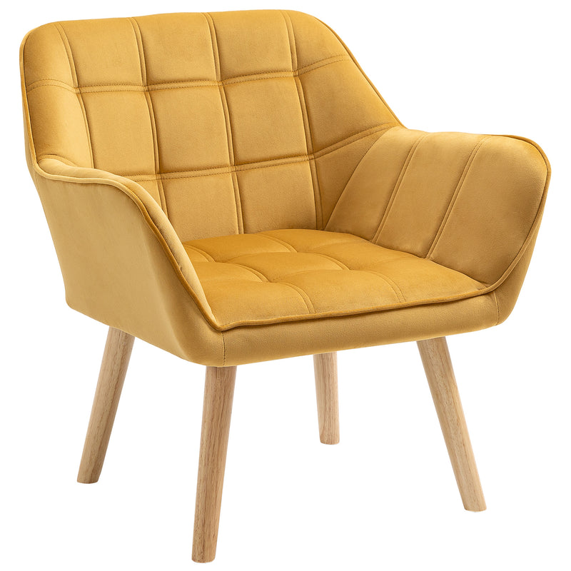 Modern Accent Armchair With Wide Arms And Slanted Back For Living Room Or Office Yellow