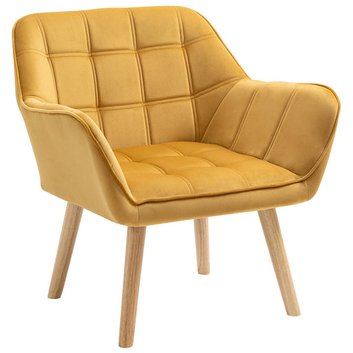Modern Accent Armchair With Wide Arms And Slanted Back For Living Room Or Office Yellow