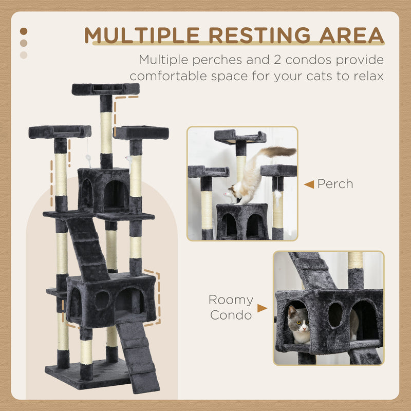 Cat Tree Scratching House with Activity Play Centre by PawHut
