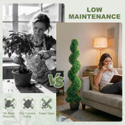 Artificial Spiral Boxwood Trees Set of 2 for Easy Care Indoor or Outdoor Greenery Green AOSOM
