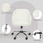 Velvet Swivel Office Chair With Padded Seat For Home Or Work Desk Comfort Cream