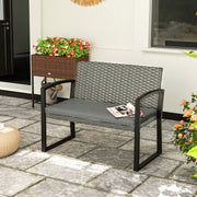 Grey Black Two Seater Rattan Garden Bench Weather Resistant by Outsunny