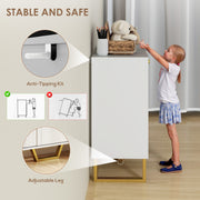 White 3 Door Sideboard Storage Cabinet with Adjustable Shelves and Modern Design