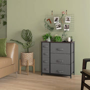 Dark Grey Chest of Drawers with 7 Fabric Drawers Large Storage and Metal Frame by HOMCOM