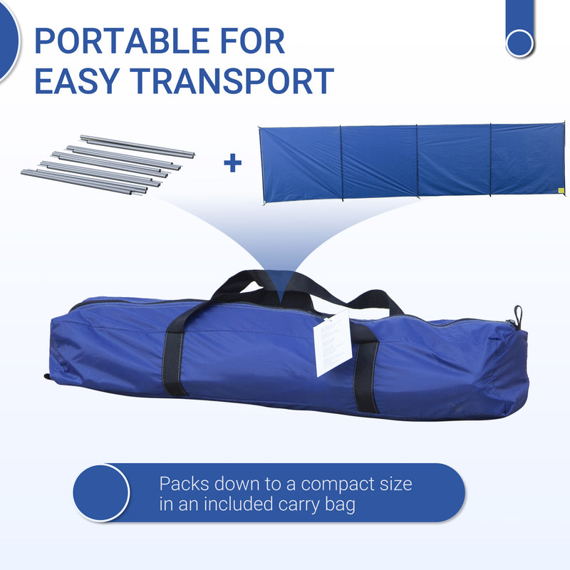 Foldable Camping Windbreak With Steel Poles And Carry Bag For Beach Shelter Privacy Blue AOSOM