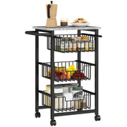 Grey Mobile Kitchen Island with Three Baskets and Brakes by HOMCOM