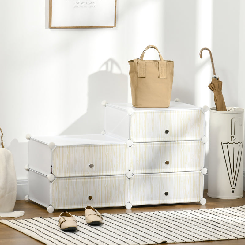 White Six Cube Modular Storage Unit for Home and Office by HOMCOM