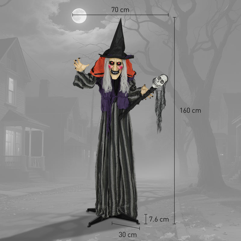 160cm Animatronic Witch Halloween Decoration With Moving Arms For Indoor Or Outdoor Use Multi