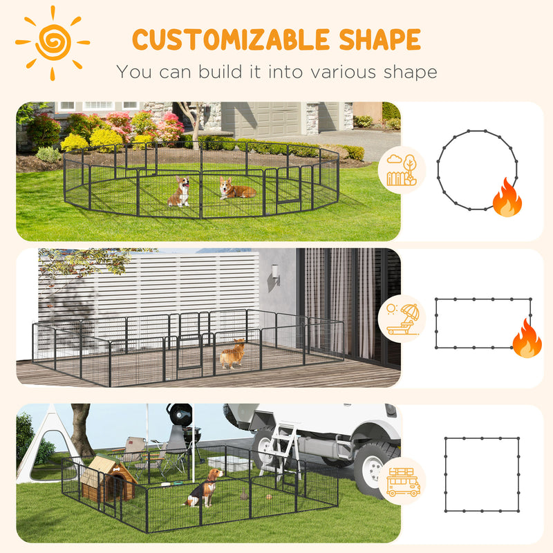 16 Panel Heavy Duty Puppy Playpen for Small Dogs Indoor and Outdoor Use Grey
