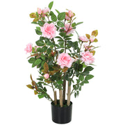 Artificial Rose Tree 90 cm for Easy Year Round Home or Garden Display Pink AOSOM