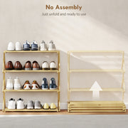 4 Tier Bamboo Shoe Rack Freestanding Storage Shelf No Assembly Required Natural AOSOM