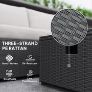 5 Piece Rattan Garden Lounge Set with Gas Fire Pit Table and Footstool Black by Outsunny