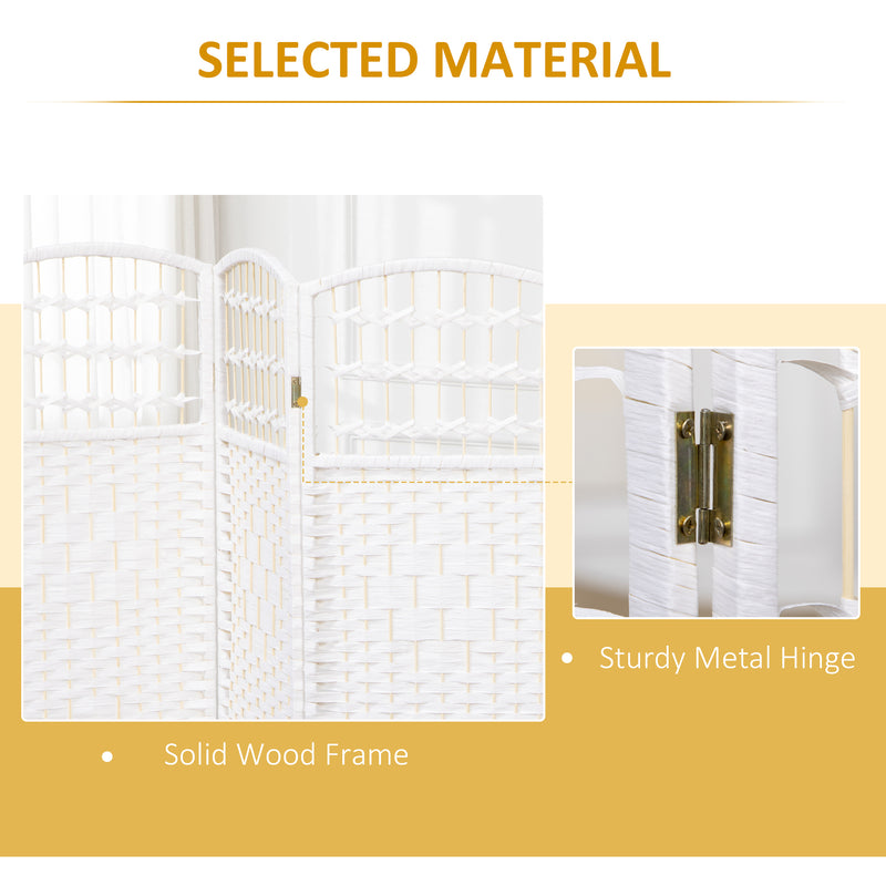 Folding Room Divider for Instant Privacy with Handwoven Panels White