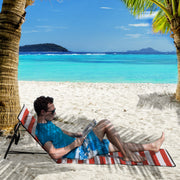 Folding Beach Chair Set with Adjustable Backrest and Carry Bag for Easy Transport Red Outsunny