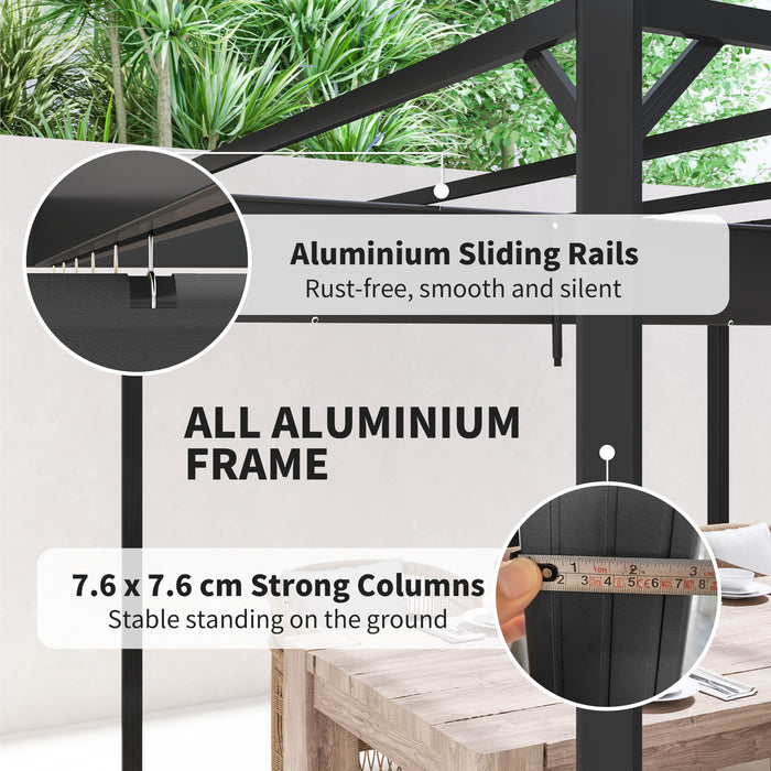 3x3m Aluminium Pergola with Retractable Roof and Wall Dark Grey by Outsunny