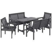 Wooden 6 Seater Garden Dining Set with Armchairs and Table for Patio Dining, Grey