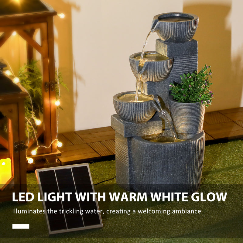 Solar Powered Outdoor Water Fountain Dark Grey by Outsunny