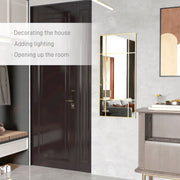 Decorative Grid Wall Mirror With Hanging Hooks Ideal for Hallway or Living Room Gold Tone