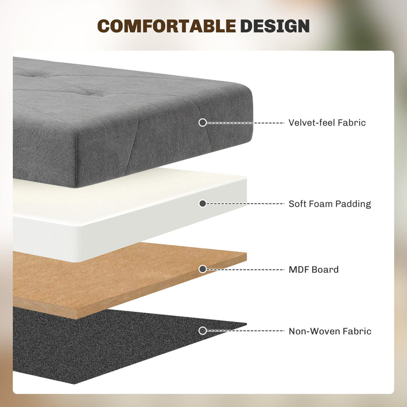 Velvet storage ottoman - Grey