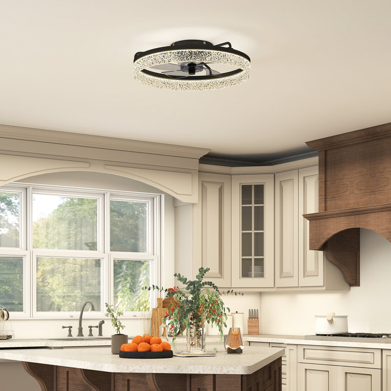Ceiling Fan with Light and Smart Controls for Year Round Comfort Black AOSOM