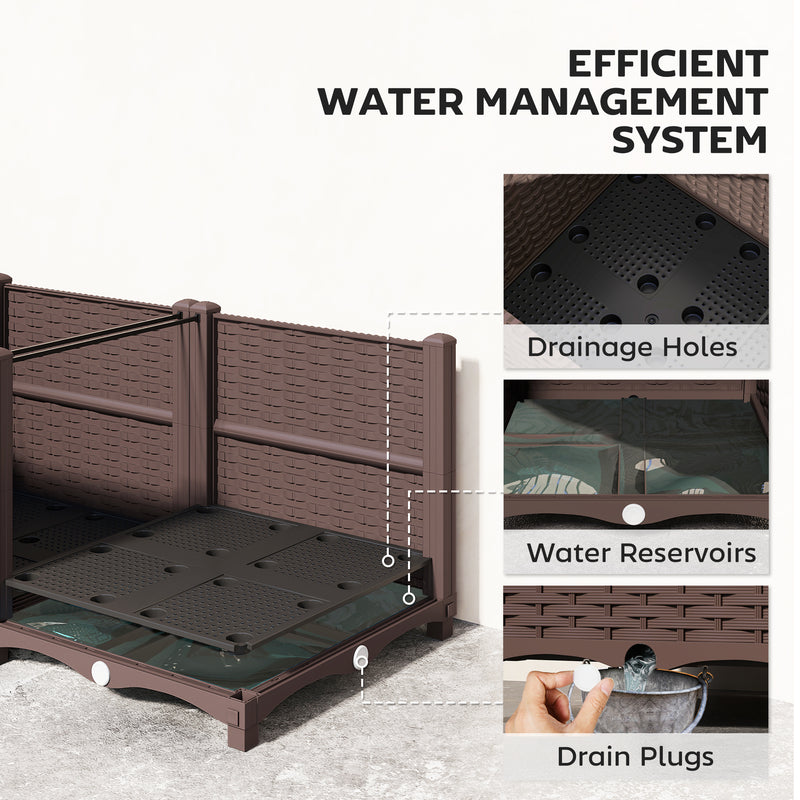 Modular Raised Garden Bed for Easy Planting on Patios and Balconies, Brown Outsunny