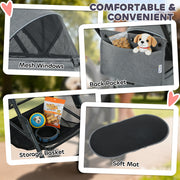 Pet Pram with Detachable Carrier for Easy Walks and Travel for Small Dogs or Cats Grey AOSOM