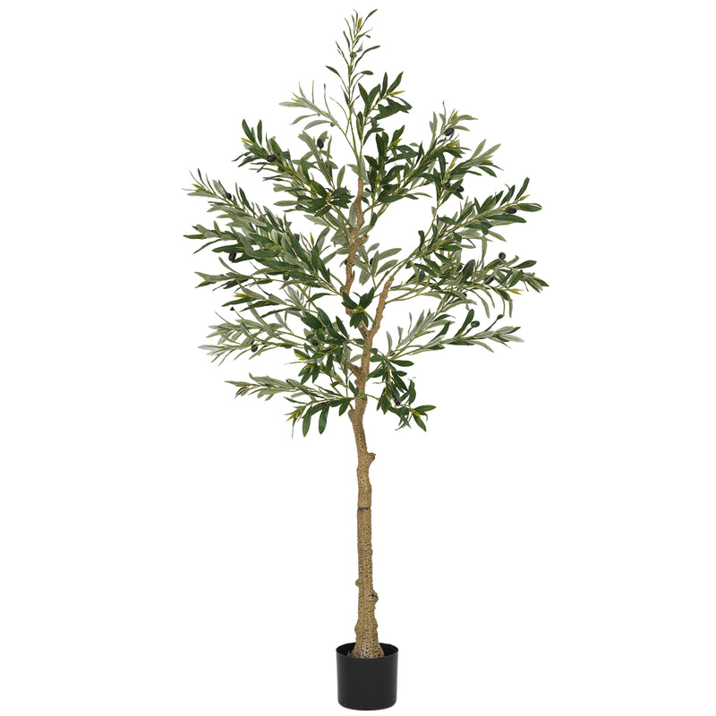 5ft Artificial Olive Tree with 720 Leaves and 32 Fruits in Pot for Home and Office by HOMCOM