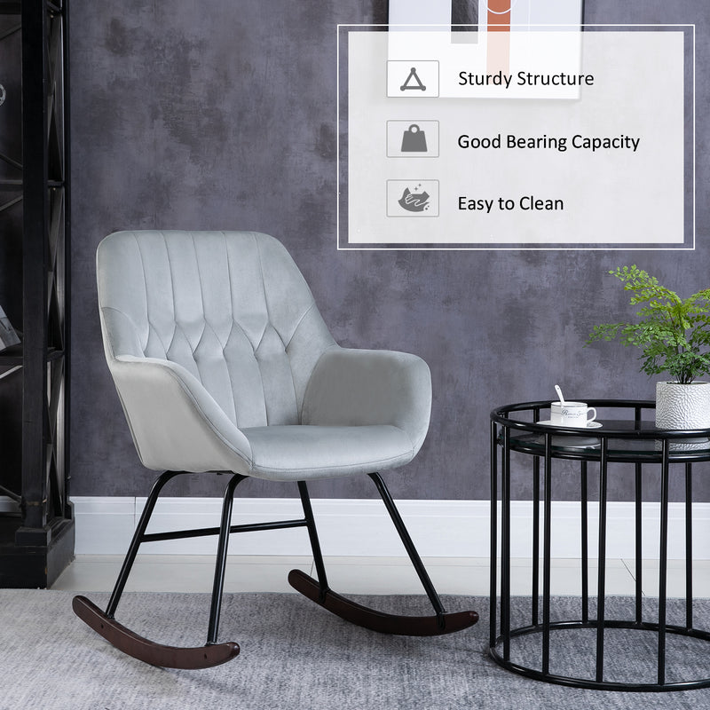 Rocking Armchair with Steel Frame and Padded Seat for Lounge or Office Use Grey and Black