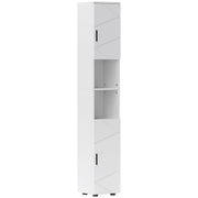 Tall White Bathroom Storage Cabinet with Embossed Design and Adjustable Shelves
