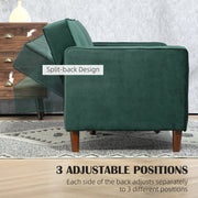 Dark Green Velvet Feel 3 Seater Sofa Bed Modern Design by HOMCOM