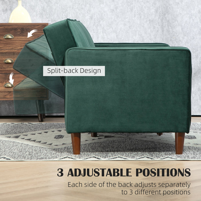 Dark Green Velvet Feel 3 Seater Sofa Bed Modern Design by HOMCOM