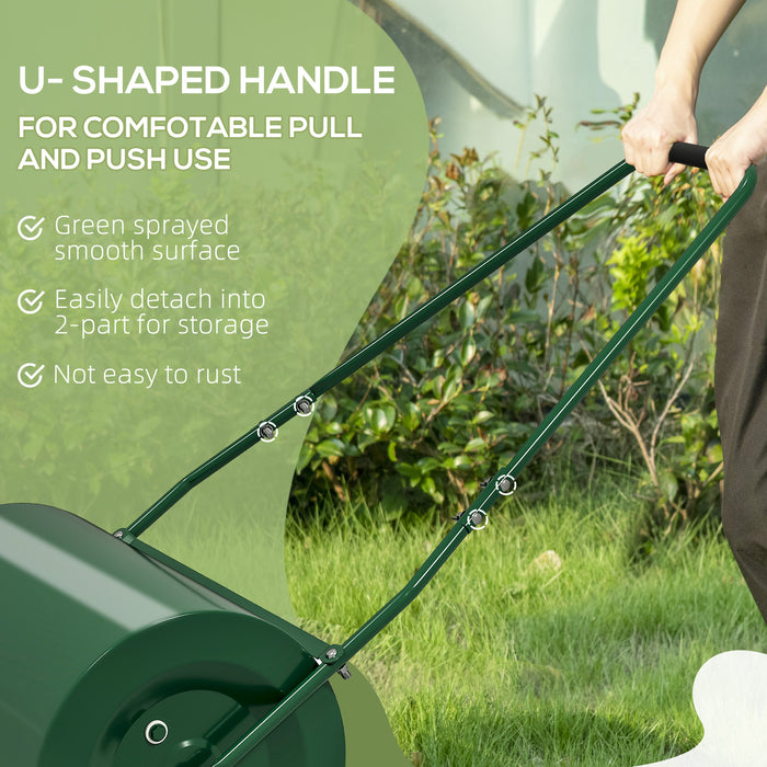 63L Heavy Duty Garden Lawn Roller Drum Steel Water or Sand Filled Dark Green by Outsunny