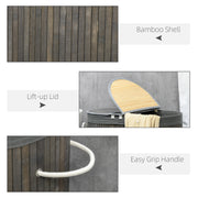 100L Bamboo Laundry Basket with Lid and 2 Sections Removable Lining, Grey