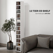 Tall Narrow Media Storage Tower for 204 CDs Ideal for Small Spaces, White