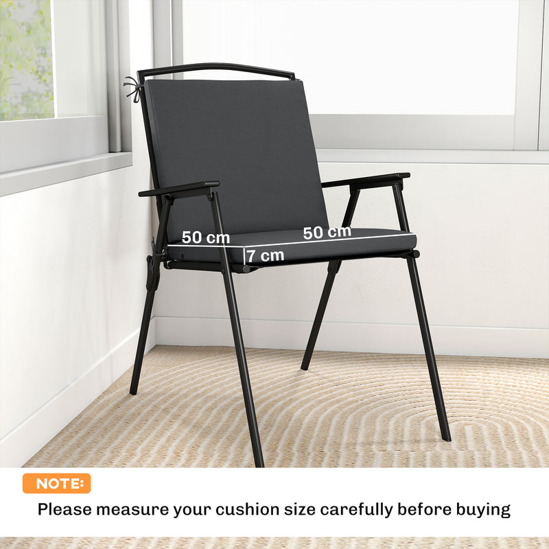 Garden Chair Cushions Set of 2 with Water Resistant Covers and Firm Foam Support Dark Grey Outsunny