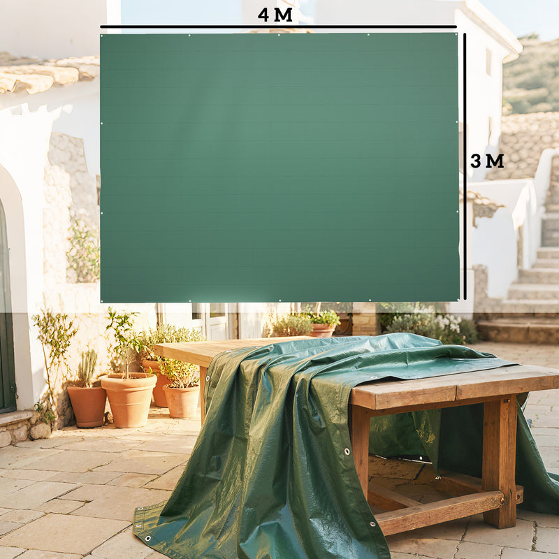 Waterproof Tarpaulin for Outdoor Furniture and Car Protection with Reinforced Grommets Green AOSOM