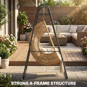 Hammock Chair Stand for Indoor or Outdoor Relaxation with Weather Resistant Steel Frame Black AOSOM