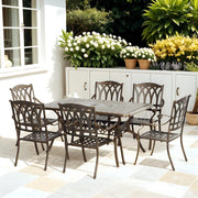 Seven Piece Cast Aluminium Garden Dining Set in Bronze Tone by Outsunny