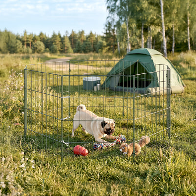 Dog Playpen for Small Dogs Indoor Outdoor Safe Flexible Pet Enclosure Green AOSOM