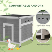 Wooden Duck House with Ramp Ventilated Roof and Removable Base for Outdoors Light Grey