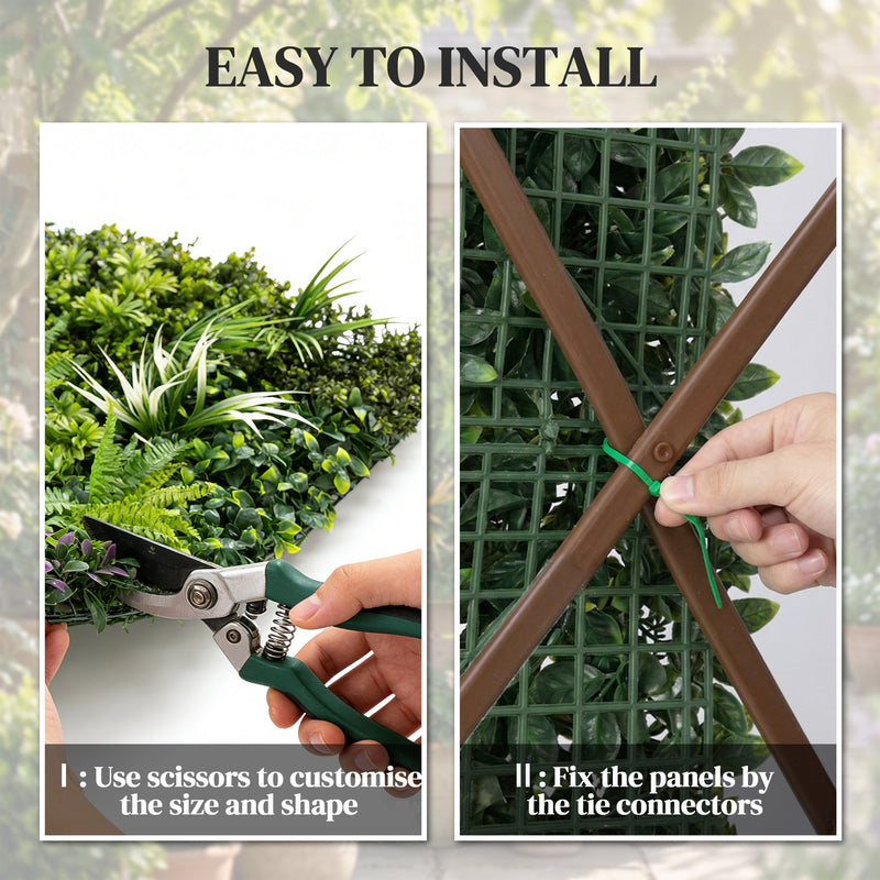 Artificial Hedge Panel for Garden Privacy and Low Maintenance Greenery 100 x 100 cm Green Outsunny