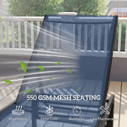 Garden Sun Lounger with Adjustable Backrest and Breathable Seat for Outdoor Relaxing Dark Blue Outsunny