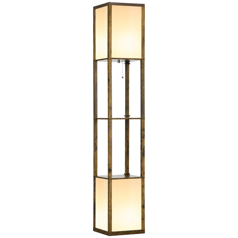 Modern Shelf Floor Lamp with Dual Light Ideal for Living Room or Bedroom Use, Brown
